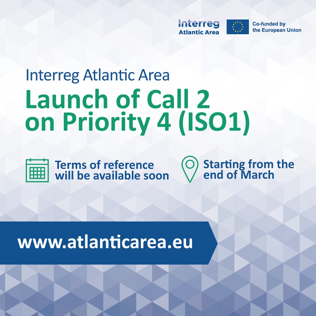 🚀 #Interreg #AtlanticArea Launch of Call 2 “Lighthouse Atlantic Area Governance Project” 📍Priority 4 (ISO1) “A better governance for cooperation in the Atlantic Area” 🗓 Starting from the end of March. 📲More info: atlanticarea.eu/news-events/ne…