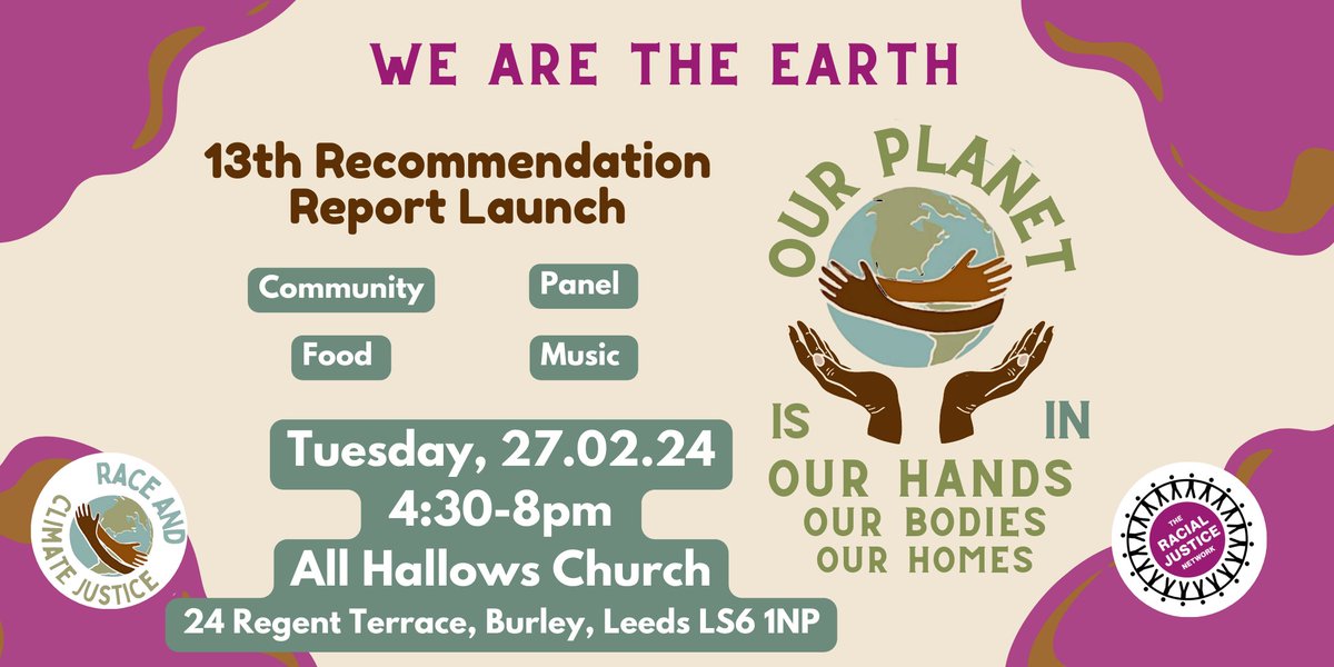 The @RaceJustice report on climate justice will be launched TOMORROW evening (Tuesday Feb 27th) at All Hallows Church, LS6 1NP. For full details, see the CAL website: climateactionleeds.org.uk/post/building-… #climate #justice #climatejustice #global #local #change