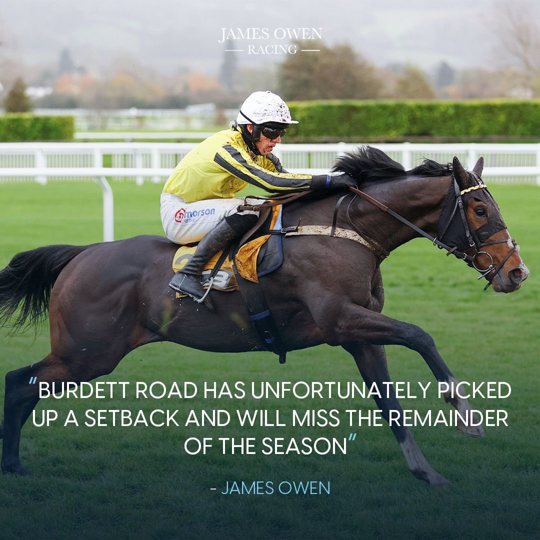 Burdett Road has unfortunately picked up a setback and will miss the remainder of the season. #jamesowenracing