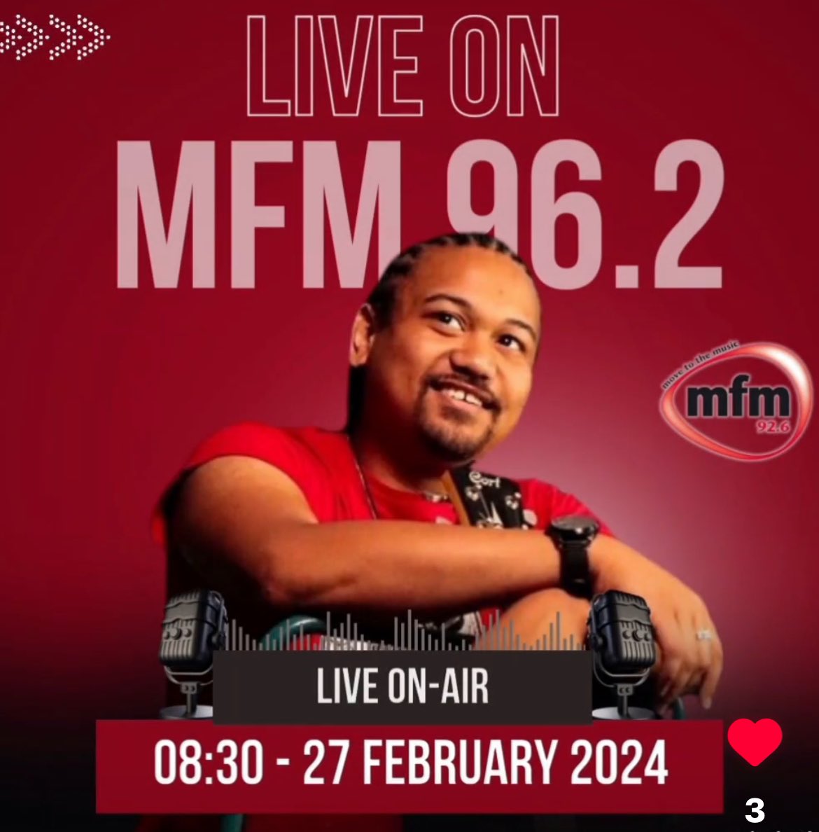 Busy on <a href="/MFM926/">MFM 92.6</a> - see poster <a href="/dylanredza/">Dylan Red ZA</a> 27 feb <a href="/donvinoOfficial/">Don Vino</a> <a href="/LesleyWells61/">Lesley Wells</a> <a href="/shelrochaleal/">Sheldon Rocha Leal, PhD</a> <a href="/rayale26/">Raymond Alexander™</a>