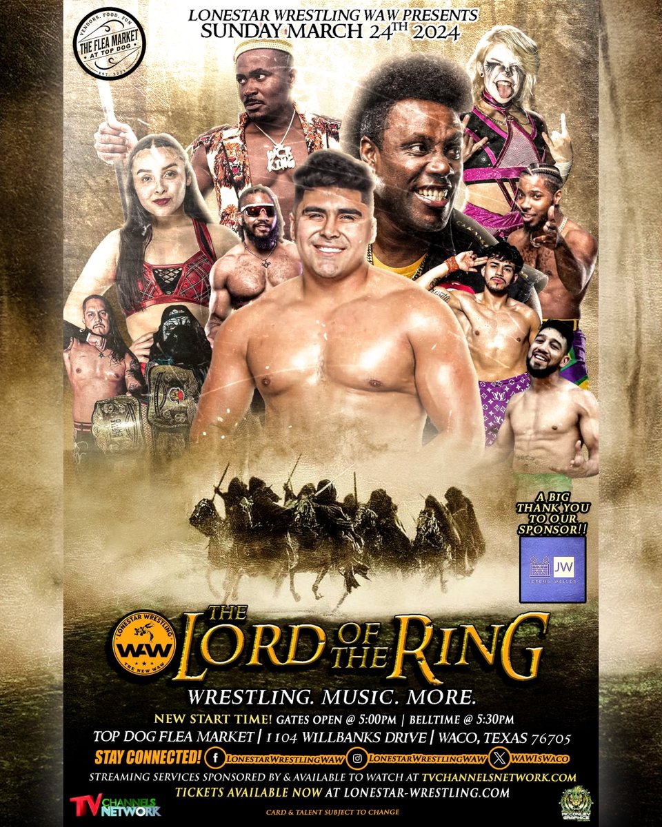 ⚡ New Event Alert! ⚡ Live in #Waco #Texas on Sunday 03/24/24 #WAW Lord Of The Ring Tix On Sale Now! 🎟️ Lonestar-Wrestling.com #ProWrestling #TexasWrestling #LiveProWrestling #SupportIndieWrestling