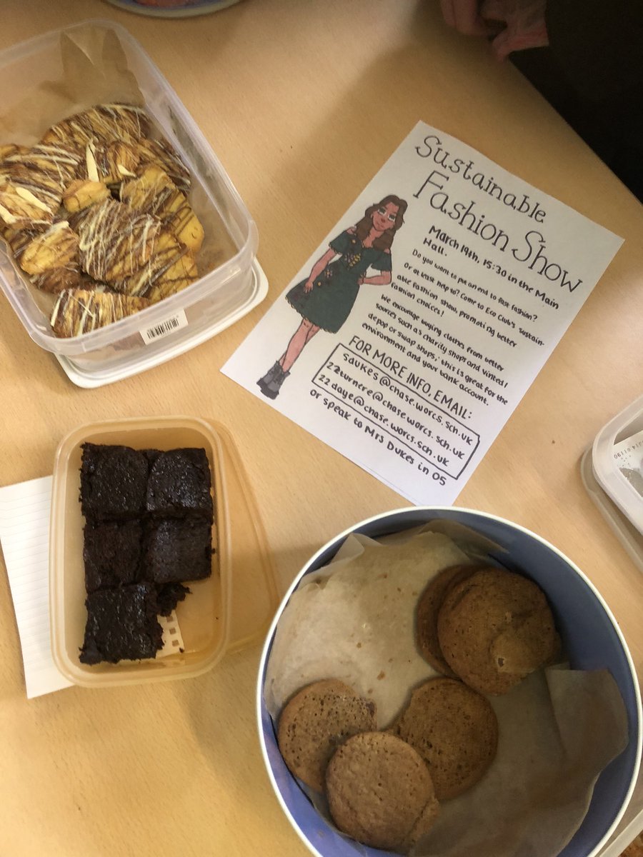 TheChaseEco1 (@thechaseeco1) on Twitter photo Eco club bake sale to promote #SustainableFashion! Their planning so far has been phenomenally impressive! #FashionShow and #SwapShop Tuesday 19 March 3.30! Save the date <a href="/ecodukes/">S. Dukes</a> <a href="/MalvernGreenSp/">Malvern Green Space</a> <a href="/MalvernCube/">Malvern Cube</a> <a href="/TheChaseMalvern/">The Chase School</a> Eco club bake sale to promote #SustainableFashion! Their planning so far has been phenomenally impressive! #FashionShow and #SwapShop Tuesday 19 March 3.30! Save the date <a href="/ecodukes/">S. Dukes</a> <a href="/MalvernGreenSp/">Malvern Green Space</a> <a href="/MalvernCube/">Malvern Cube</a> <a href="/TheChaseMalvern/">The Chase School</a>
