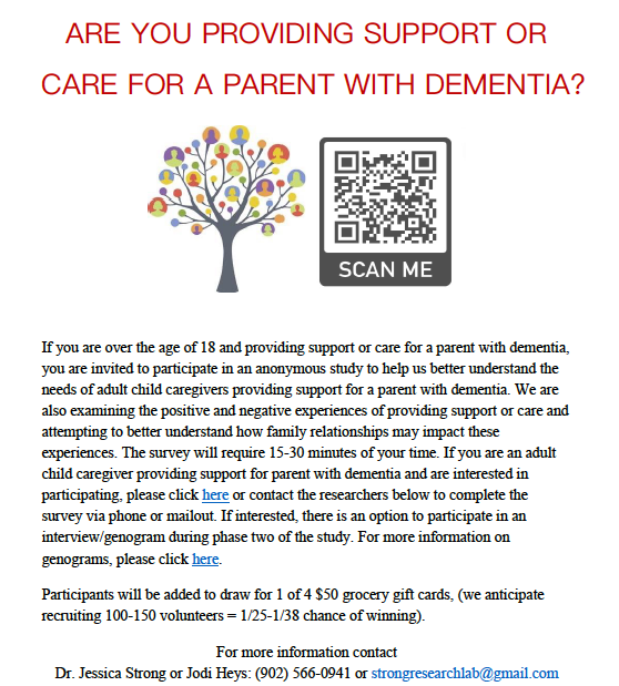 We're still recruiting for Canadians over 18 who are providing support or care for a parent with dementia! See below or click here on the link to access the survey: survey.upei.ca/index.php/4248… #caregiving #Alzheimers #dementia