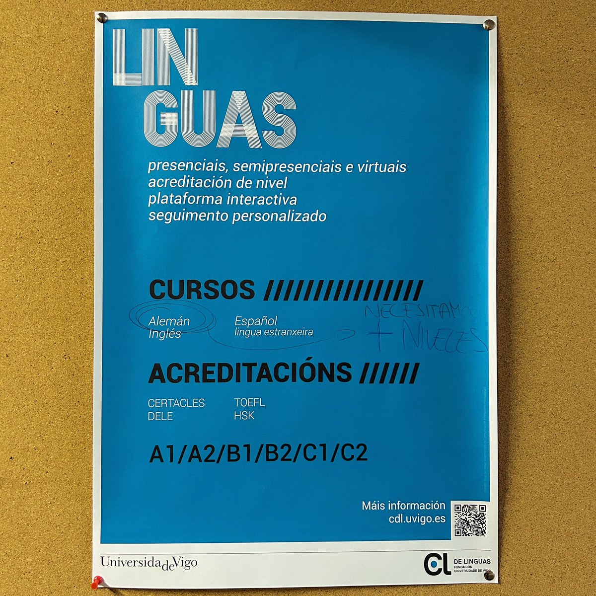 😍 Encántanos recibir estas suxestións ⬇️⬇️⬇️, pero o noso persoal de administración non sempre percorre todos os edificios da @uvigo… 🥵
💡Se queres facer unha suxestión, contacta con nós! 😊
✍🏻 centrodelinguas@uvigo.es
☎️ 9️⃣8️⃣6️⃣8️⃣1️⃣2️⃣2️⃣5️⃣0️⃣
#centrodelinguasUVIGO #SomosUVigo