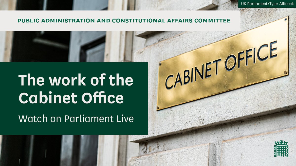 Tomorrow, we will be scrutinising the Cabinet Office’s expenditure and administration. We want to learn more about: ▪️ Civil Service pay ▪️ Civil Service staff turnover ▪️ Cabinet Office spending Find out more and watch the session: committees.parliament.uk/event/20782/fo…