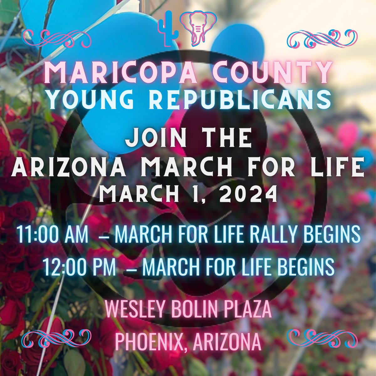 Join us as and march at the Arizona March for Life this year on Friday, March 1st. 🩷🩵 

#ProLife #prolifegeneration #prolifeisprowoman