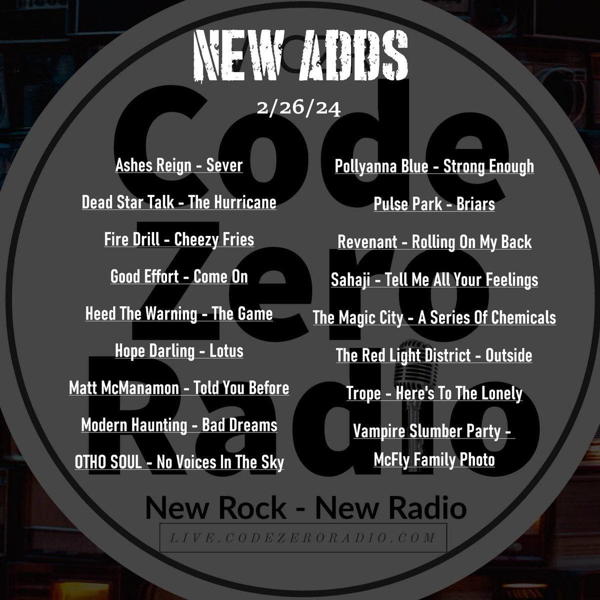 Insane amount of new music this week!
Now in rotation and featured on Fresh Rocks, weekdays at 1 pm CDT/7 pm GMT
#appstore #streaming #iPhone #android #alternative #rock #Nobex #app