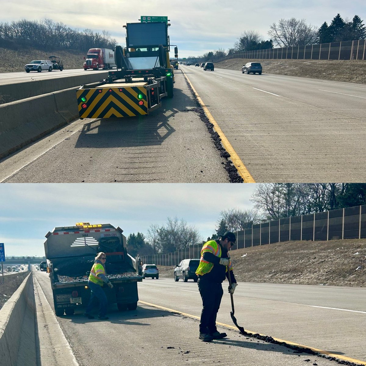 As the weather warms up, maintenance crews may be out patching and repairing roads.

REMINDER: See lights? Move over or slow down.

docs.legis.wisconsin.gov/statutes/statu…
.
.
.
#MoveOverMonday #HighwaySafety