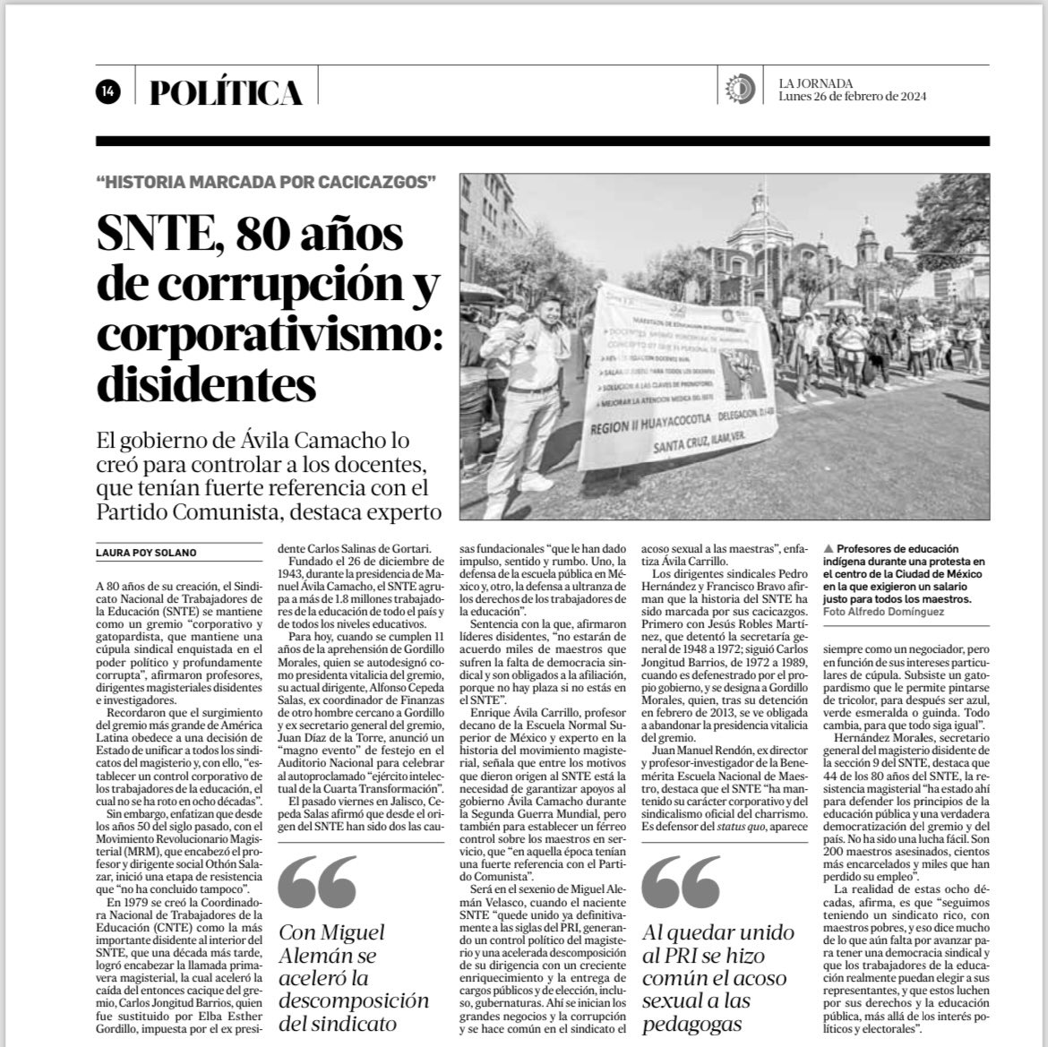 De Laura Poy. SNTE, 80 años de corrupción y corporativismo  ⁦@lajornadaonline⁩