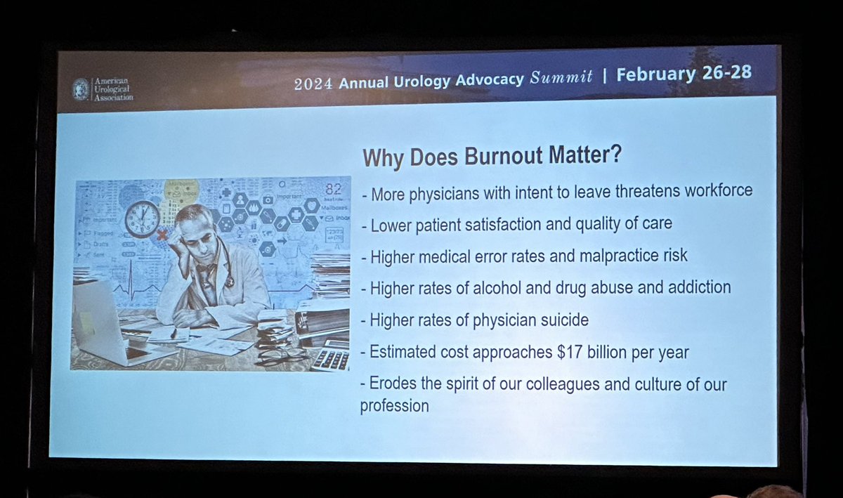Why is the urology workforce in danger? 💥Increase in population of age >65 ➡️ even fewer urologists per capita. 💥Urologist = #1 most stressful job (Dept of Labor stat) 💥Burnout in urology is real ➡️➡️➡️ change is needed to strengthen & expand our workforce #AUASummit24