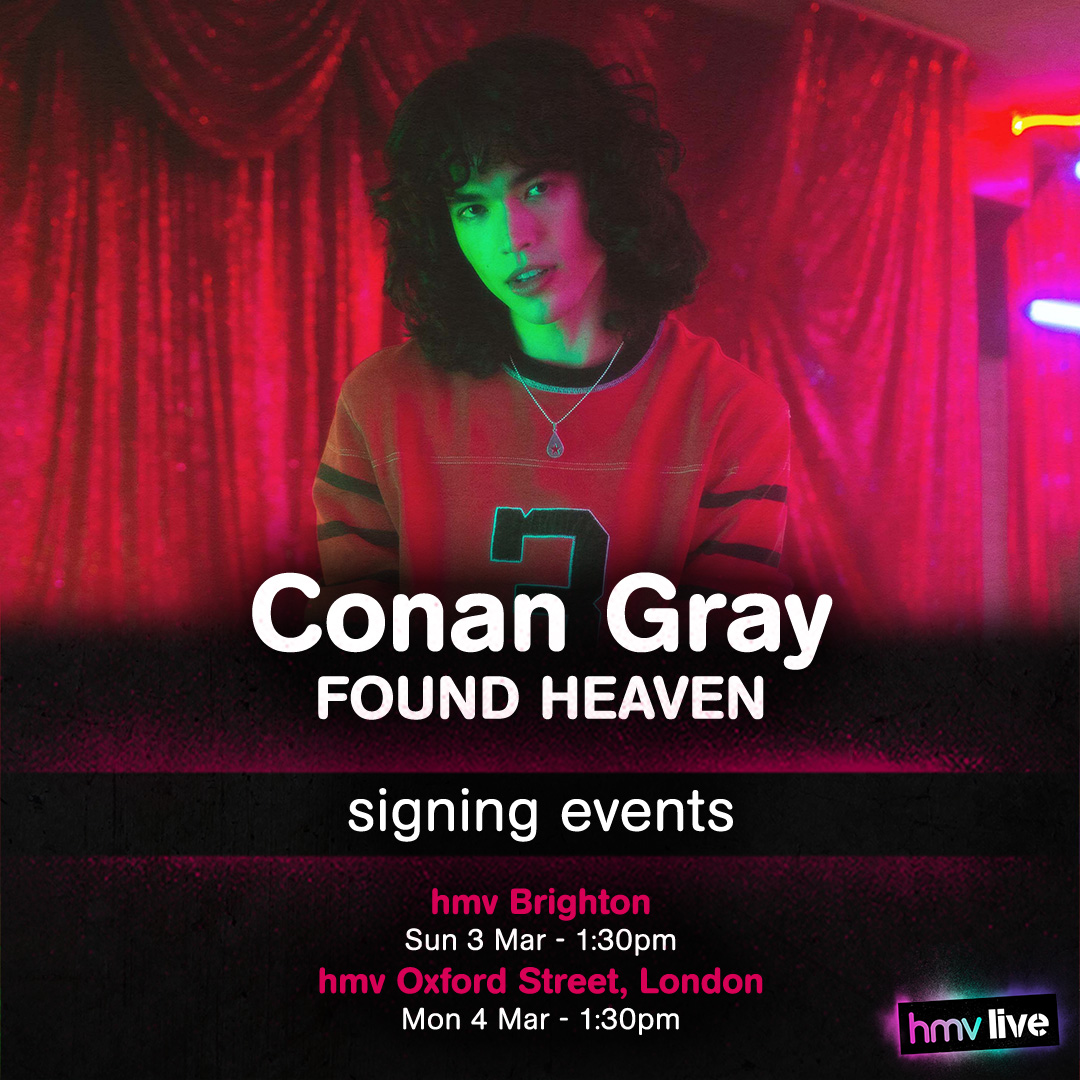 JUST ANNOUNCED! Meet @conangray at 2 very special in-store signing events to celebrate the forthcoming release of his latest album ꜰᴏᴜɴᴅ ʜᴇᴀᴠᴇɴ. Pre-order tomorrow from 11am: ow.ly/R85O50QHUfQ #hmvLive
