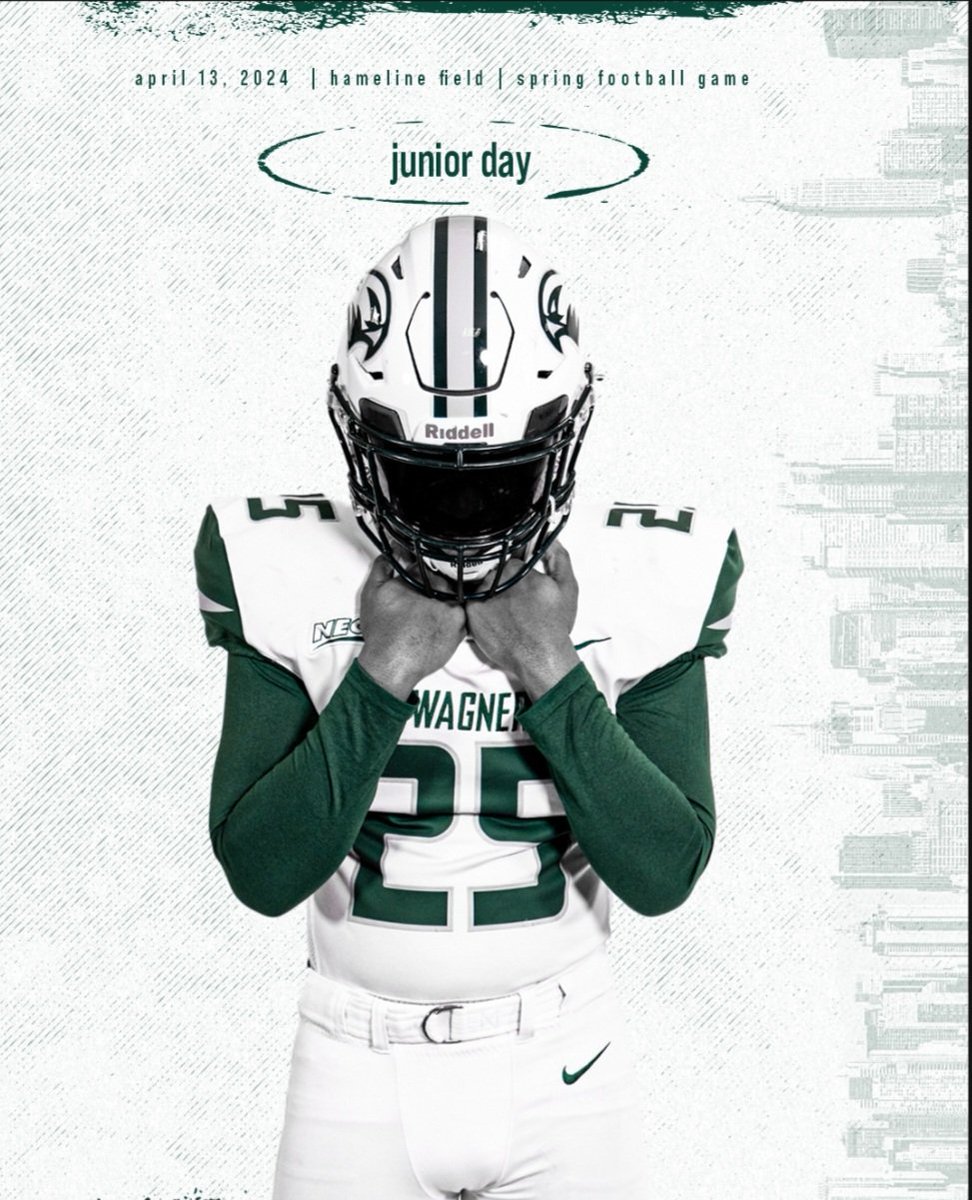 Thank you @coachsotoj and @Wagner_Football for the Spring game and Junior Day invite. Can't wait to get on campus April 13th.