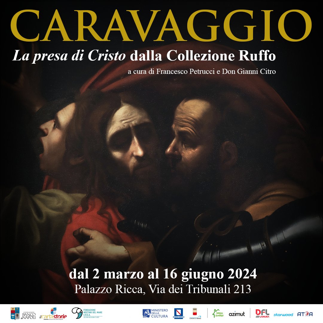 Alla Fondazione Banco di Napoli, dal 2 marzo al 16 giugno 2024, l’esposizione del dipinto La presa di Cristo di Caravaggio. La scena è considerata una delle sue composizioni più intense e ricche di pathos 
INFO: 
fondazionebanconapoli.it/caravaggio-la-…