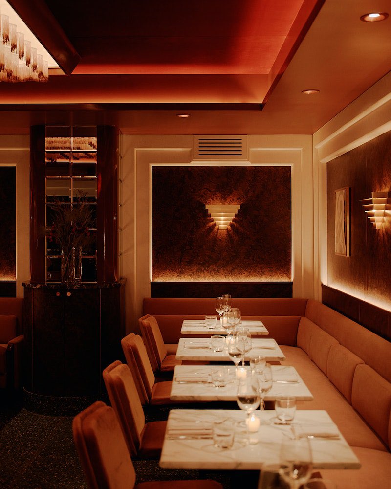 Obsessed with the design of Sotto, an underground Negroni bar in NYC