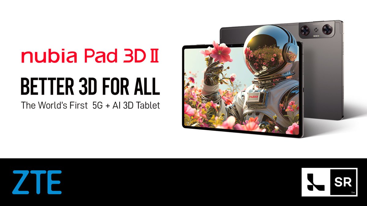 Exciting news from #MWC2024!
Introducing ZTE’s nubia Pad 3D II, unlocking the latest in glasses-free 3D with LeiaSR™ technology! A 5G tablet with Depth (Gen) #AI. 

 More details→eu1.hubs.ly/H07P1Yv0

#LeiaSR #nubiaPad3DII #ImmersiveTech
