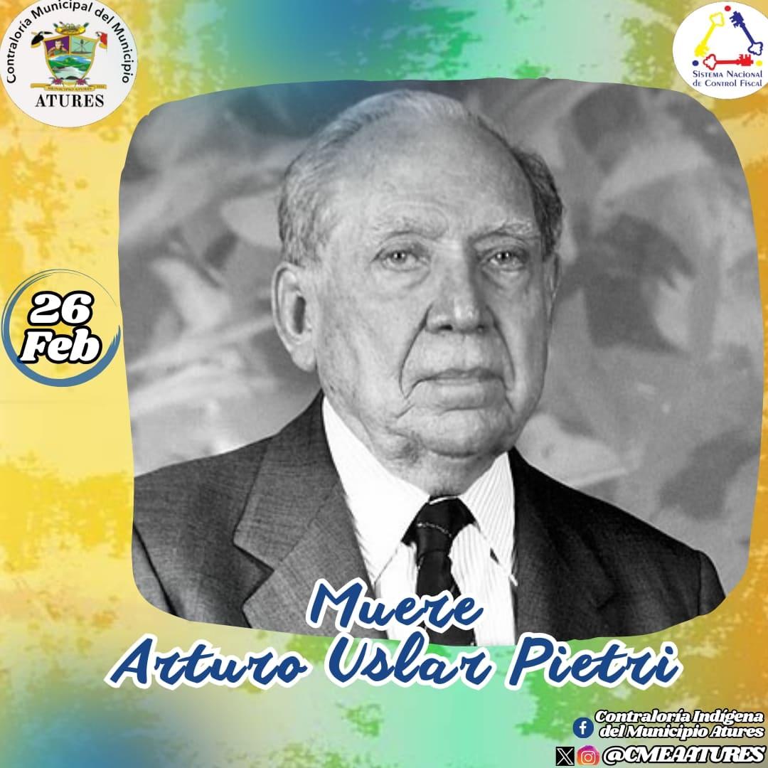 #TalDíaComoHoy | 26 Febrero de 2001, Fallece Arturo Uslar Pietri, poeta, ensayista, periodista, locutor y político venezolano,  Es considerado por muchos como uno de los más grandes intelectuales de Hispanoamérica. Murió de un paro cardiaco, en Caracas.