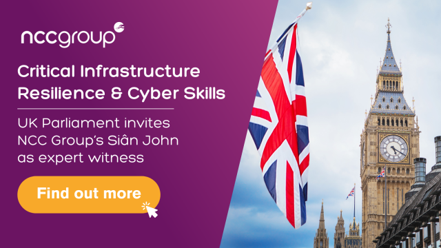 Earlier today, NCC Group’s Chief Technology Officer, Siân John, gave evidence to the UK House of Commons Science, Innovation and Technology Committee about the cyber resilience of critical national infrastructure and tackling the cyber skills shortage. bit.ly/3OYB5fE
