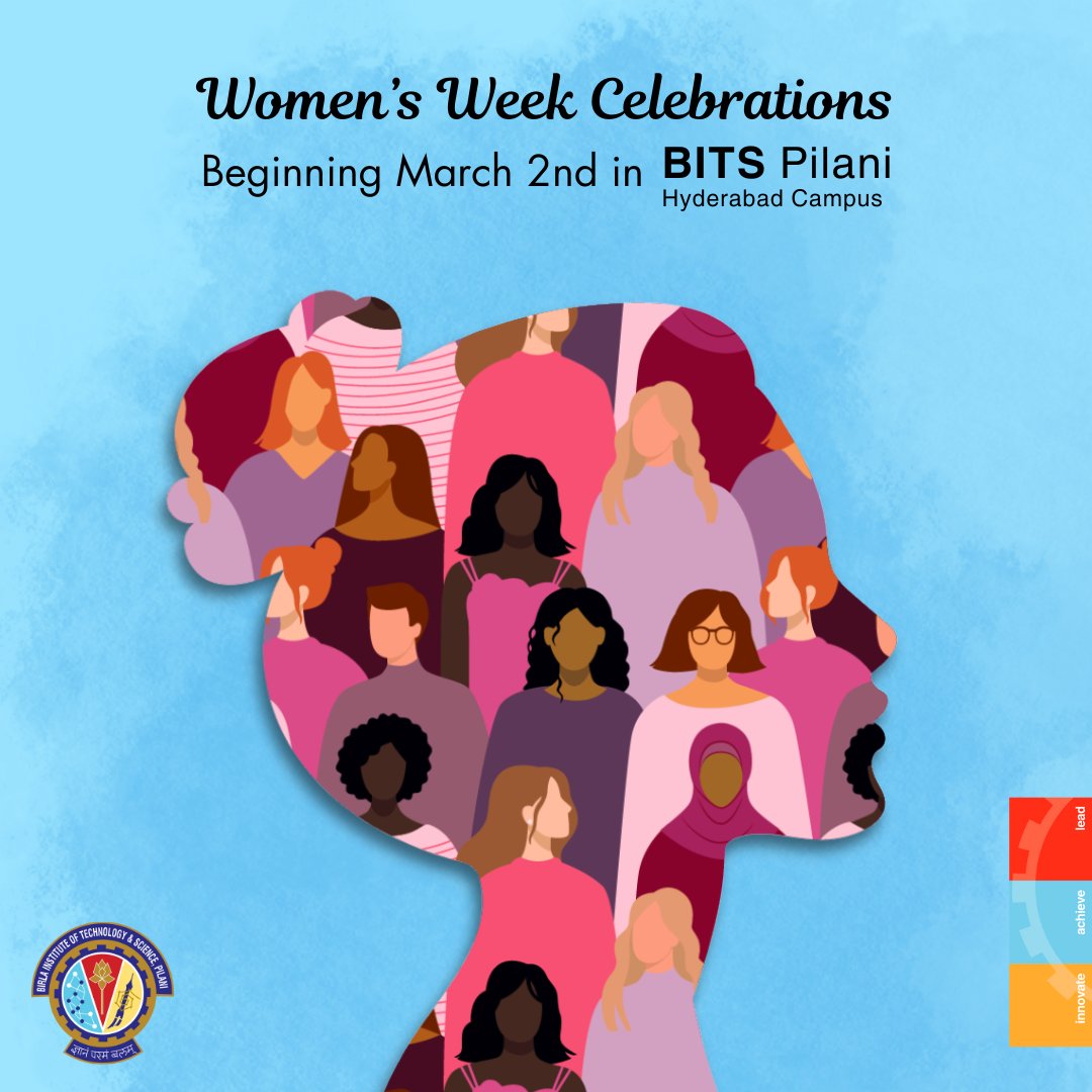 We're proud to announce the commencement of the Institute's Women's Week Program on the 2nd of March! 

This year's celebration will be one of the most #inclusive yet! The theme will be "Shades of Blue."

#bitshyderabad #equality #bitspilani