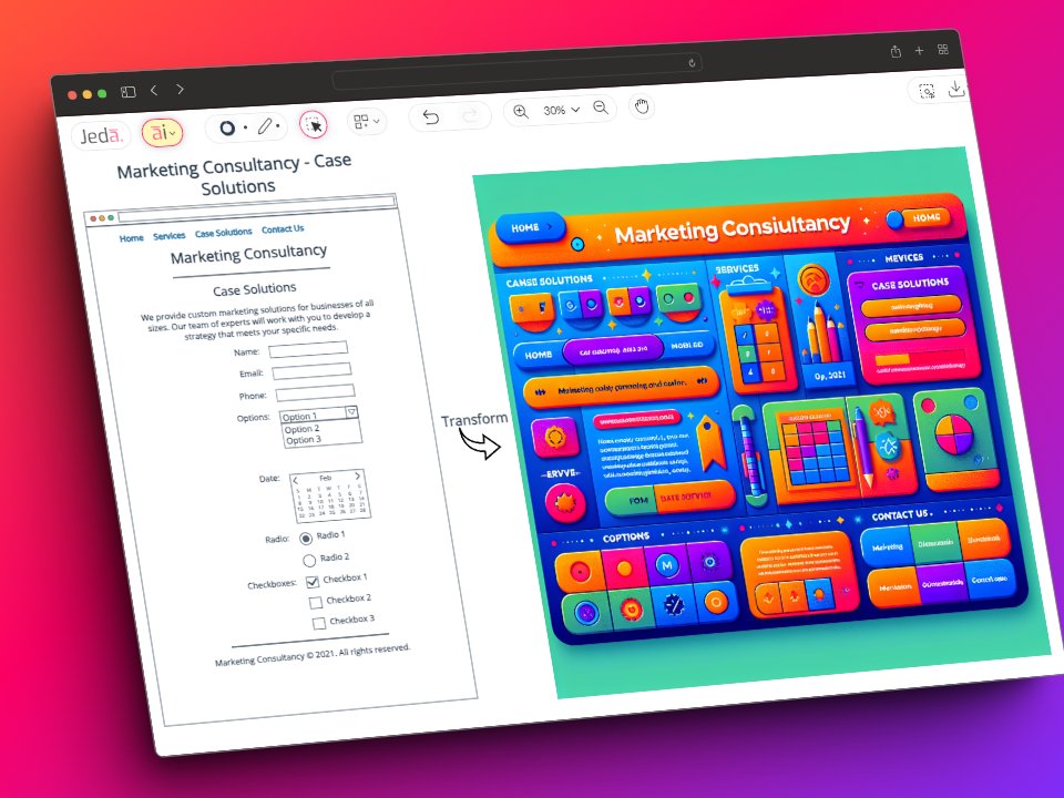 AsmaHabib007's tweet photo. π Just unleashed the power of https://t.co/zurvsU4xn0's Alchemy feature to transform my wireframe into a visual masterpiece! π¨
Visit: https://t.co/UKPP7EM2Qz
#DesignMagic #JedaAlchemy #ui #ux #design #wireframing #ai #jedaai https://t.co/KuA2eJjuOE
