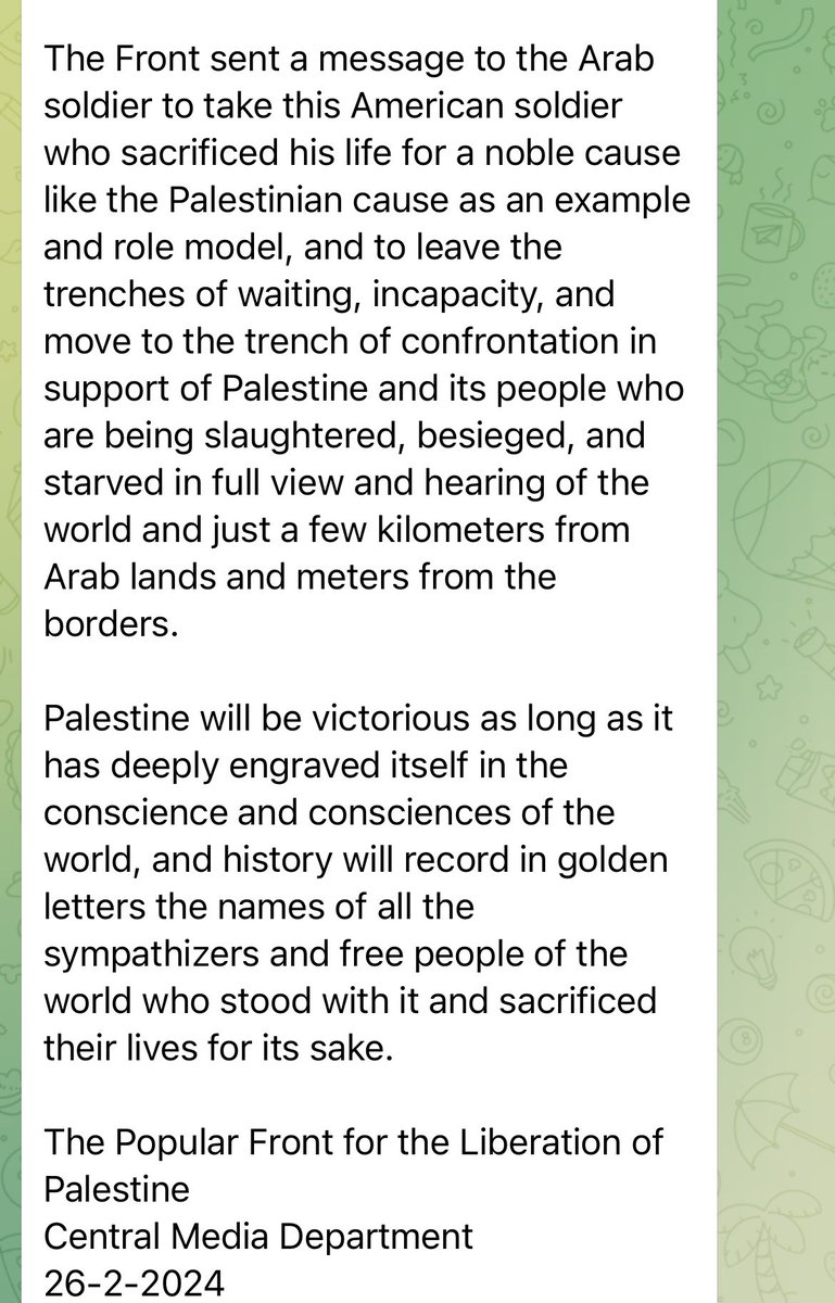 PFLP statement on Aaron Bushnell: