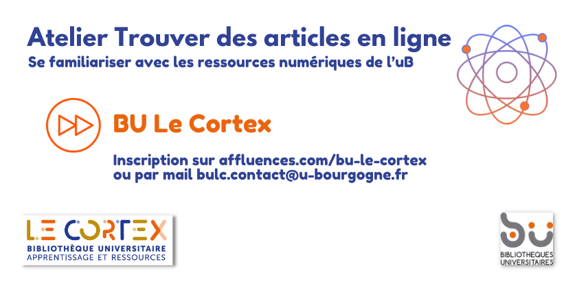 bibliothequesub's tweet photo. #FormationsBUuB
▶ Profitez de l’atelier Trouver vos articles en ligne de la #BULeCortex pour explorer la richesse des ressources numériques de l’@univbourgogne 👀
📅 lundi 4 mars à 13h
Inscription via @Affluences_App 👉 https://t.co/KdOhmIWvHy https://t.co/iJ4r5znd9H