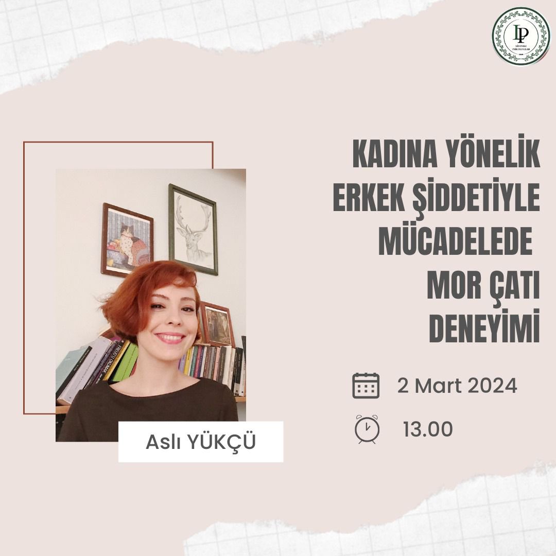 “Kadına Yönelik Erkek Şiddetiyle Mücadelede Mor Çatı Deneyimi' konulu etkinliğimiz Aslı Yükçü'nün katılımıyla 2 Mart Cumartesi günü saat 13.00'te Zoom üzerinden gerçekleşecek. Başvuru için link: forms.gle/AFXLwZeypWc2Aa… Herkesi bekleriz! 💜