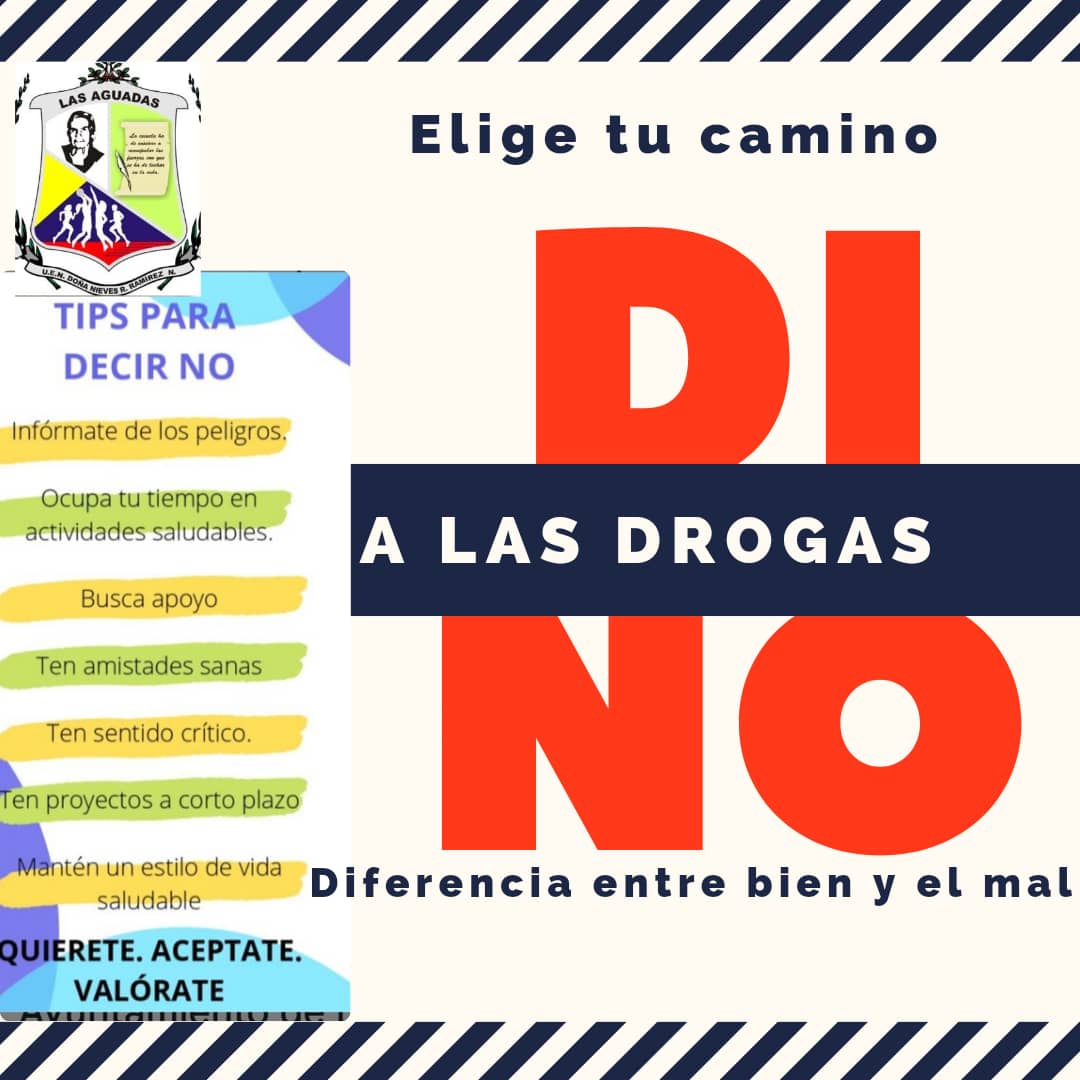 Flayer Educativos, nuestras  Instituciones dicen: 
"Elige Tú camino, Dile NO a las Drogas" 
Prevención del consumo de Drogas y otras sustancias estupefacientes
Educando a nuestros NNa👏🇻🇪
<a href="/CDCETachira/">CDCE Táchira</a> 
@RedEducUribante 
<a href="/Alexis_J_Castro/">Alexis Javier Castro</a> 
<a href="/codennat/">codennat</a> 
<a href="/Annydednna/">Dednna Táchira</a>