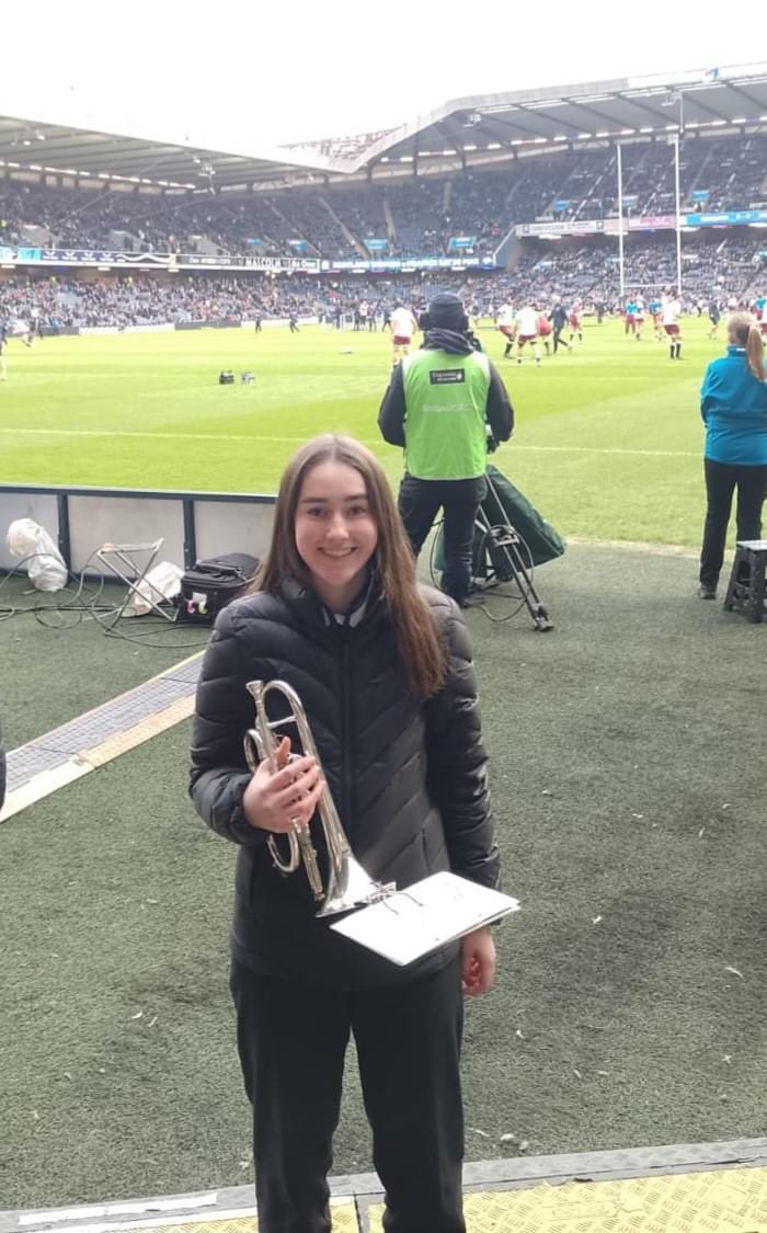 Calcutta Cup Cornet Congratulations! Well done Evie who played cornet with The Whitburn Brass Band at Murrayfield on Saturday as Scotland took on England in the Calcutta Cup. A fantastic experience! 🎶🏉🏴󠁧󠁢󠁳󠁣󠁴󠁿