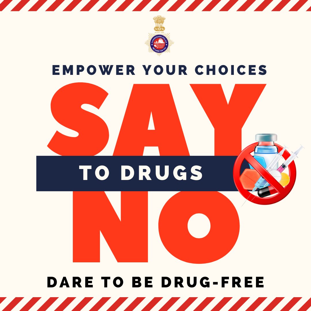 Unlock your true potential by saying no to drugs. Choose clarity, choose freedom. 
#SayNoToDrugs #LiveDrugFree

@DgpChdPolice @DrugsAndCyber