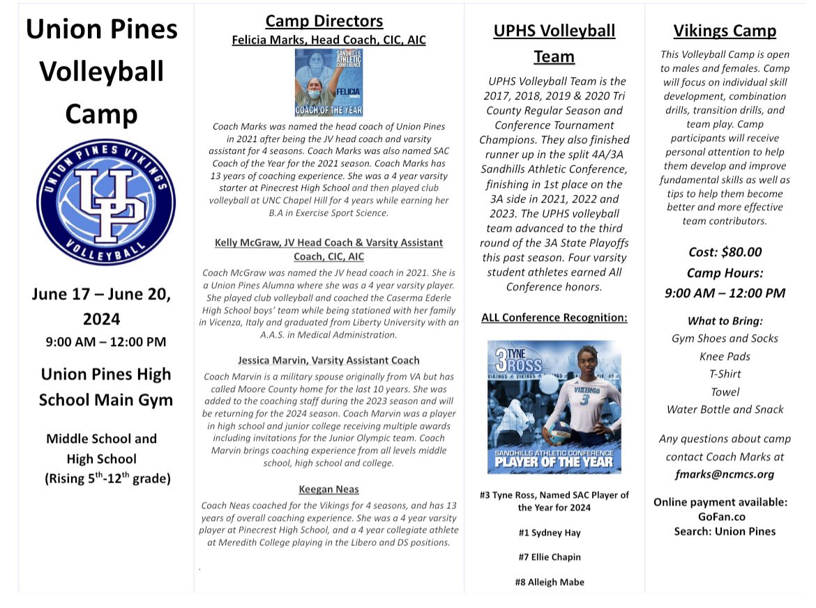 UPVBALL's tweet image. ⏰ ITS TIME ⏰

🏐Summer Skills Camp registration is now OPEN! All skill levels welcome! Camp will be held from June 17th-20th. 

📱Use the following link to register: gofan.co/event/1361687?…