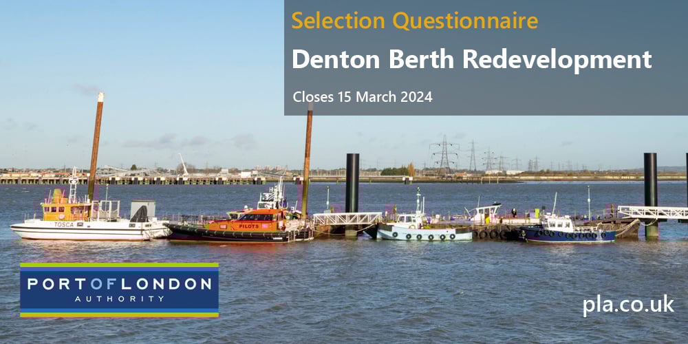 We've issued a selection questionnaire to identify and select potential suppliers for a berth redevelopment contract hubs.la/Q02mbLZv0

Closes 15 March 2024

#London #Kent #Essex #RiverThames #ThamesEstuary #PortOfLondon #MarineEngineering #CivilEngineering