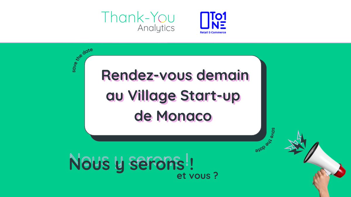 Demain, c'est le grand jour ! 
Nous serons présents au One to One Retail E-Commerce à Monaco, au Village Startup ! 🎉
Vous y serez ? 💬
Nous sommes impatients de vous rencontrer sur place et d'échanger sur nos projets respectifs 🚀

#event #OneToOne #RetailEcommerce #Networking