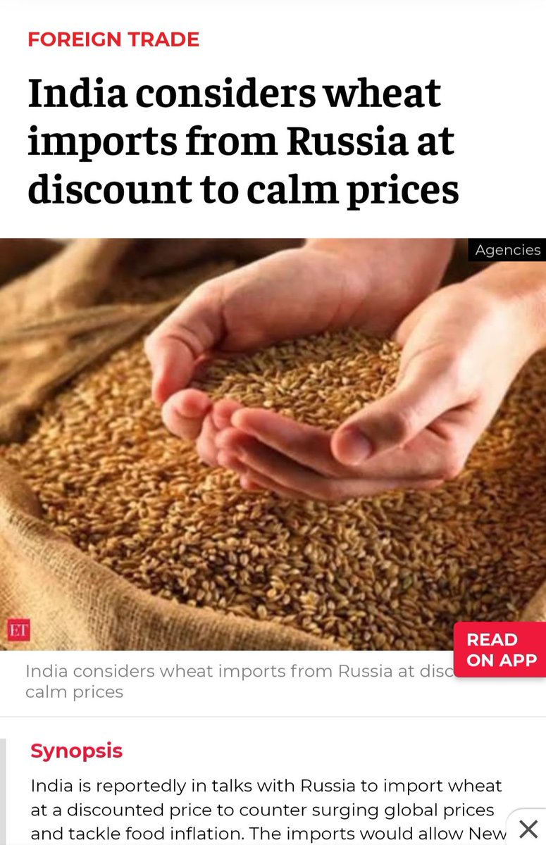 The so-called farmer protesters, who hadn't even touched farming equipment, claim themselves as Anndaata. But our companies import wheat from Russia because due to MSPs the prices become more than that of the international market. Exporting grains is out of the question.