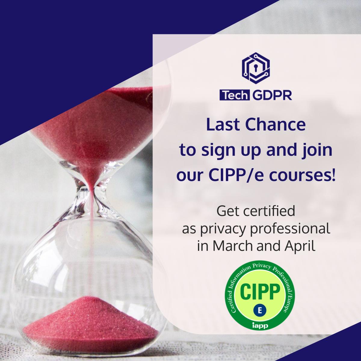 TechGDPR's tweet image. 📢 Last chance! 

Dive deep into European privacy regulations &amp;amp; become a GDPR specialist.

📌 Courses in Berlin, March &amp;amp; April.

👇Visit
techgdpr.com/training/cippe…

#DataPrivacy  #GDPR #TechGDPR #iapp