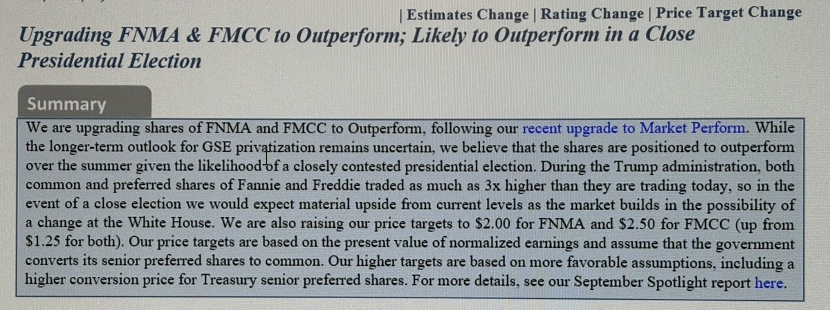 Market_Junky's tweet image. KBW upgrade $FNMA $FMCC on election upside