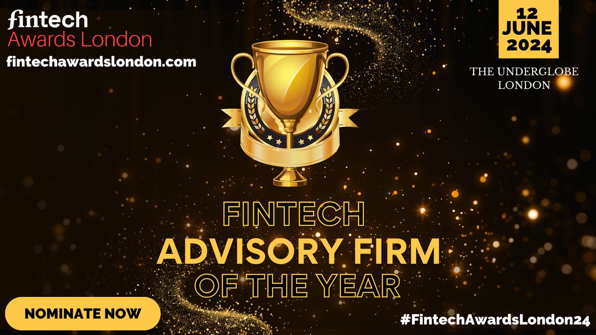 FinTech Awards London (@fintechawardldn) on Twitter photo <a href="/FinTechAwardLDN/">FinTech Awards London</a> 2024 is now open for nominations for Fintech Advisory Firm of the Year. Here is your chance to be recognised fintechawardslondon.com/apply/. Apply or nominate for this category.
#Fintech #fintechawards #FintechAwardsLondon24 <a href="/FinTechAwardLDN/">FinTech Awards London</a> 2024 is now open for nominations for Fintech Advisory Firm of the Year. Here is your chance to be recognised fintechawardslondon.com/apply/. Apply or nominate for this category.
#Fintech #fintechawards #FintechAwardsLondon24