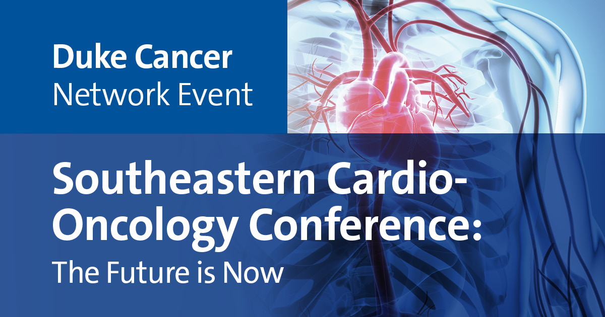 DukeHealth's tweet photo. Upcoming CME: Southeastern Cardio-Oncology Conference, presented by @DukeCancerNTWK in collaboration with @DukeCancer, @DukeHeartCenter, and @UNCDeptMedicine
March 8, 2024, Durham, NC
Keynote @avirupguha
Register: https://t.co/zHOTWxgMzh
#SECardioOncology2024 #DukeCancerNetwork https://t.co/T5IcViQHe9