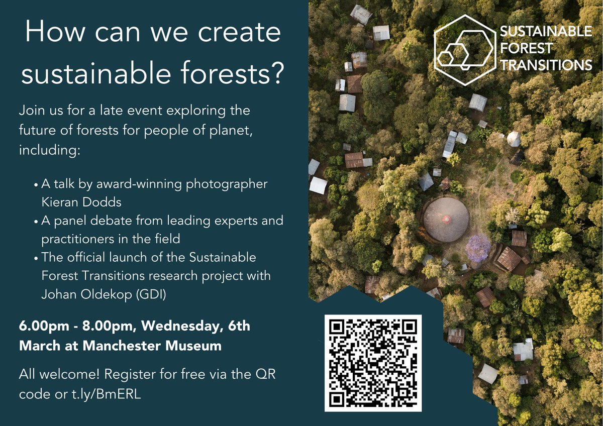 Come see us @McrMuseum next Wednesday (March 6)! We'll be joined by photographer Kieran Dodds, forest experts @FelipePLMelo, @polybispo, @_rosepritchard and Adithya Pradeep from jeev.earth! Register for free here: museum.manchester.ac.uk/event/sustaina…