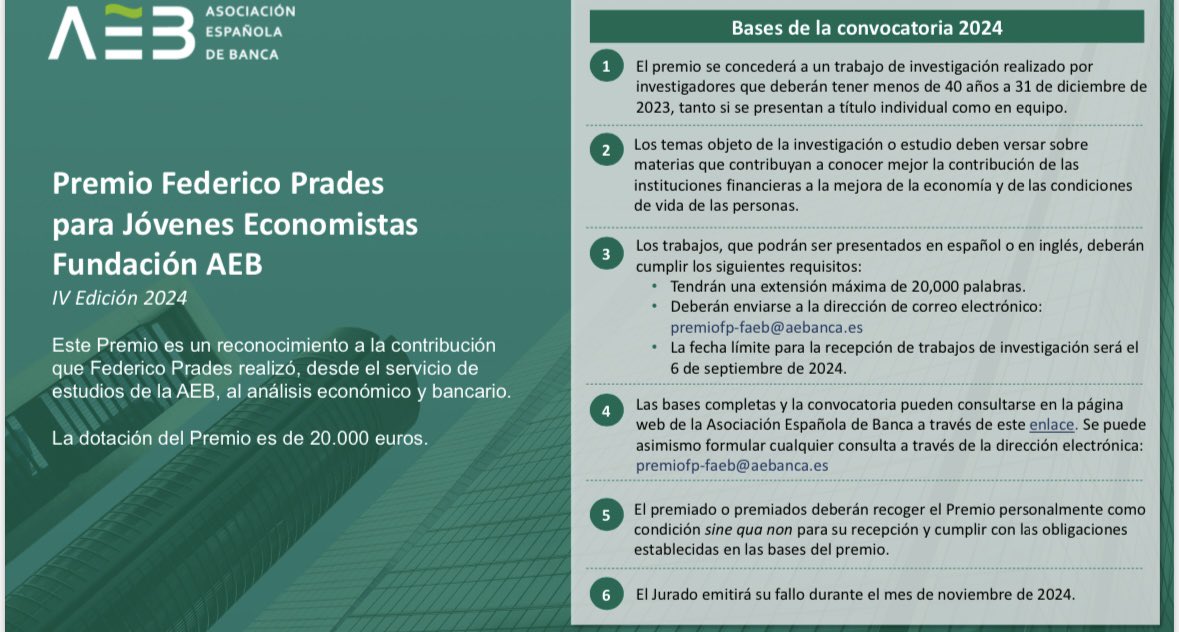 Si tienes menos de 40 e investigas cómo el sistema financiero contribuye a la mejora de las condiciones de vida, postula al Premio para Jóvenes Economistas Federico Prades. Tuve el honor de recibirlo en el 2020 por un estudio de educación financiera y fue una gran experiencia