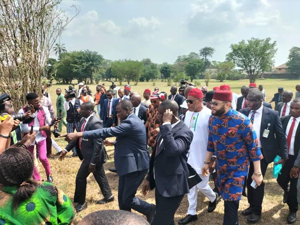 Happening now.... The Vice President @KashimSM Shettima has arrived in Aba, Abia State for the commissioning of the 181MW Geometric Power plant as part of the events launching the Light Up Nigeria South East Initiative.