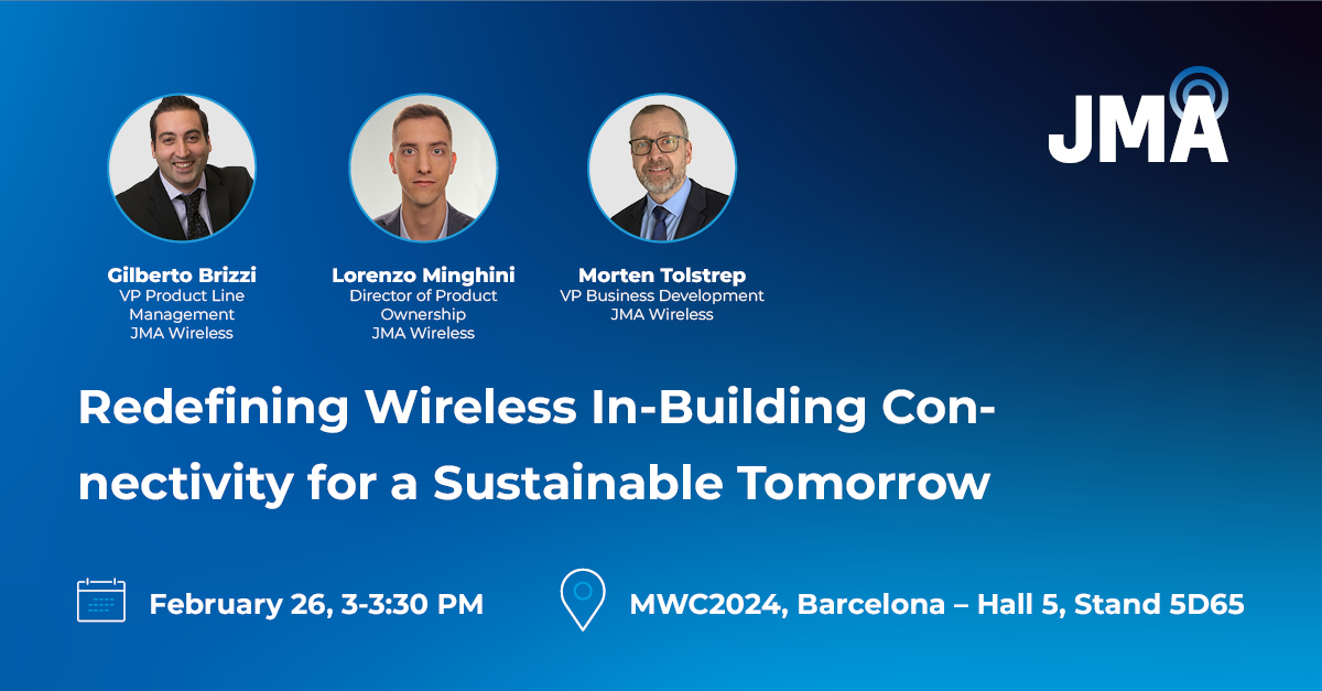 Going live now: Redefining Wireless In-Building Connectivity for a Sustainable Tomorrow on the JMA Connect Stage If you’re at #MWC24 #Barcelona, stop by Hall 5, Stand 5D65, to hear from industry experts. #jmawireless #GSMA #Innovation #redefiningwireless