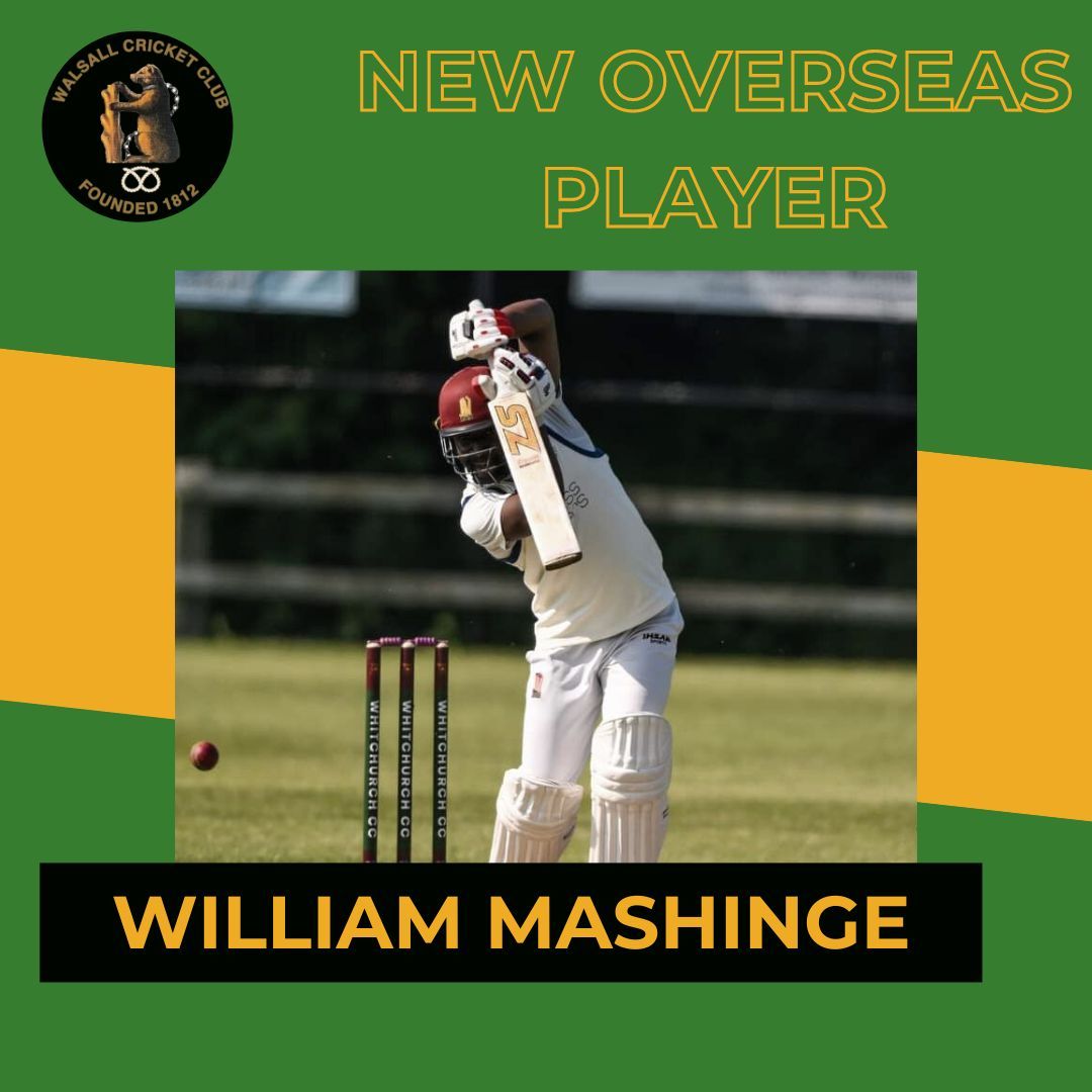 📣 Announcing our overseas player! 📣
We are excited to welcome William Mashinge, Zimbabwe International all-rounder who joins Walsall for our 2024 season.
William has played his last two seasons in the UK for Wellington who were promoted to the Birmingham Premier League 🙌