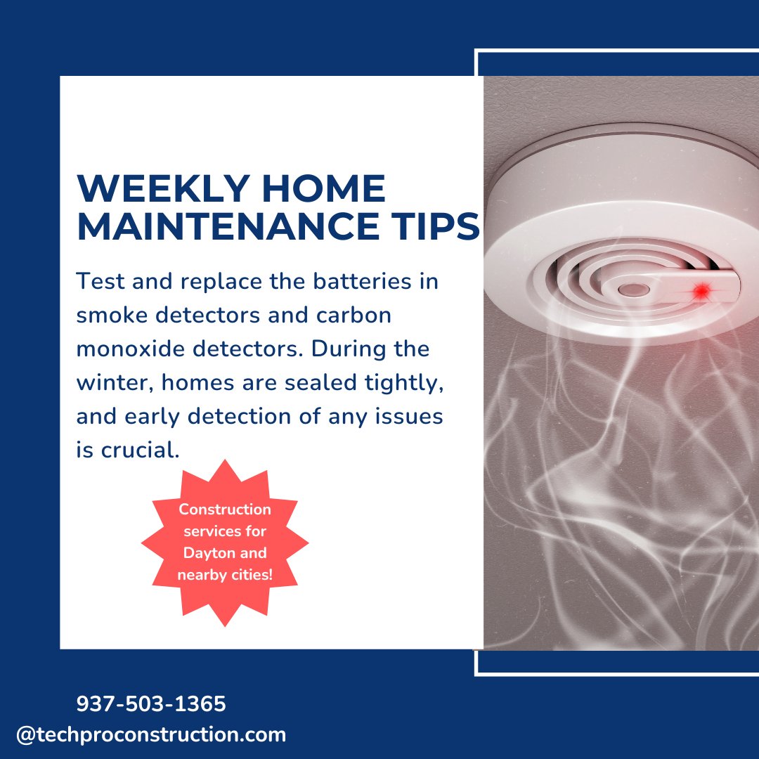 WEEKLY HOME MAINTENANCE TIP
#techproconstruction #techpro #construction #constructionlife #homerenovation #homemaintenance #smokedetector #daytonohio