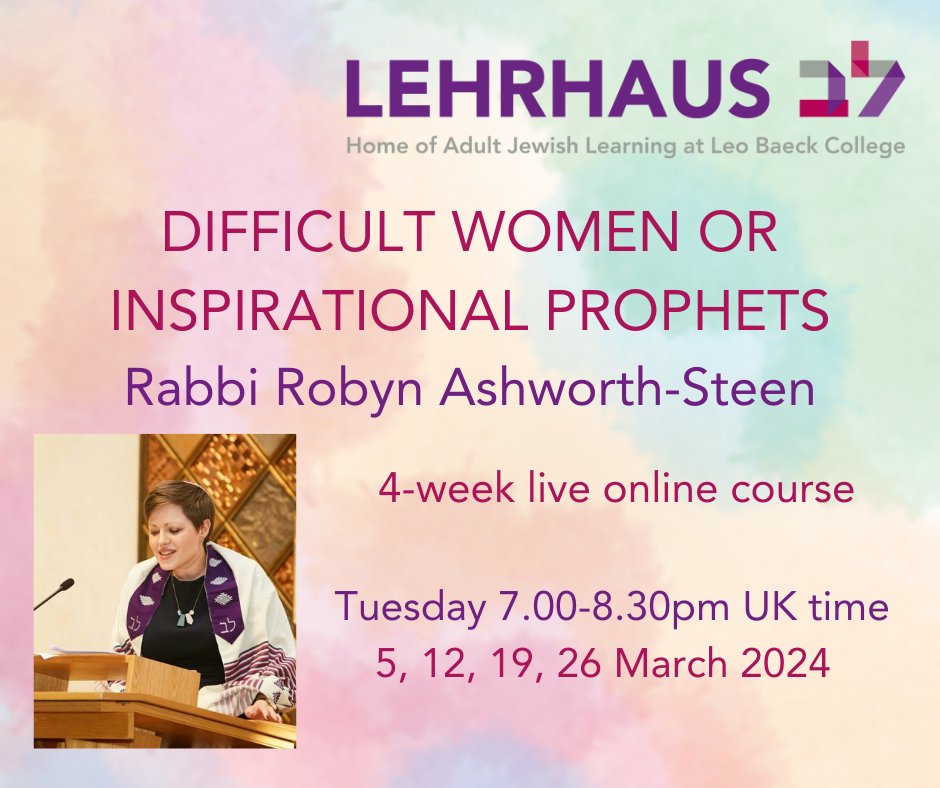 Fancy coming to either learn about how we can re-shape female prophecy or deal with our most violent texts? Details below! @LeoBaeckCollege