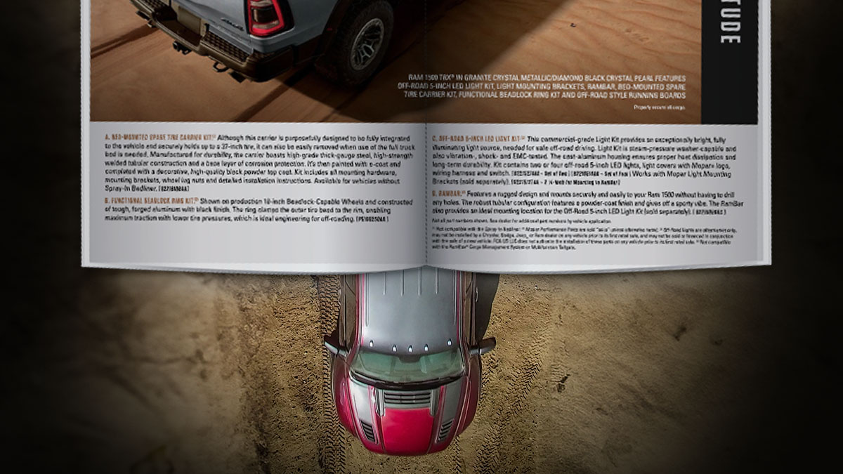 Ramp up the truck of your dreams. Our Mopar® digital magazine showcases parts and accessories that can help personalize your Ram 1500 to the max. bit.ly/3SH7iu8