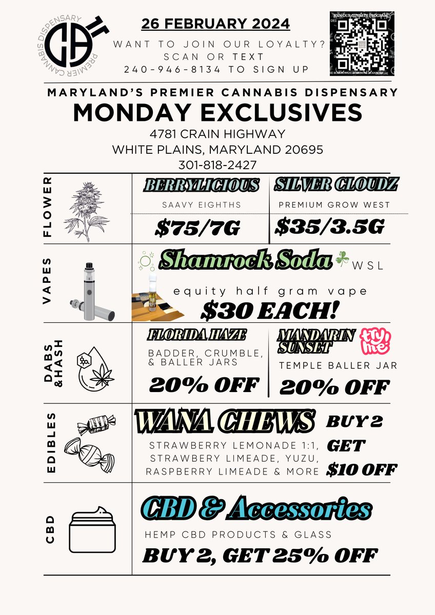 ChesapeakeApoth's tweet photo. It's Monday @ Chesapeake Apothecary OG in White Plains! If you're 21+ or a MCA Patient 18+, hit the link now to place your preorder!

https://t.co/6Pn1ku6TYO https://t.co/zl0tE6BQyv