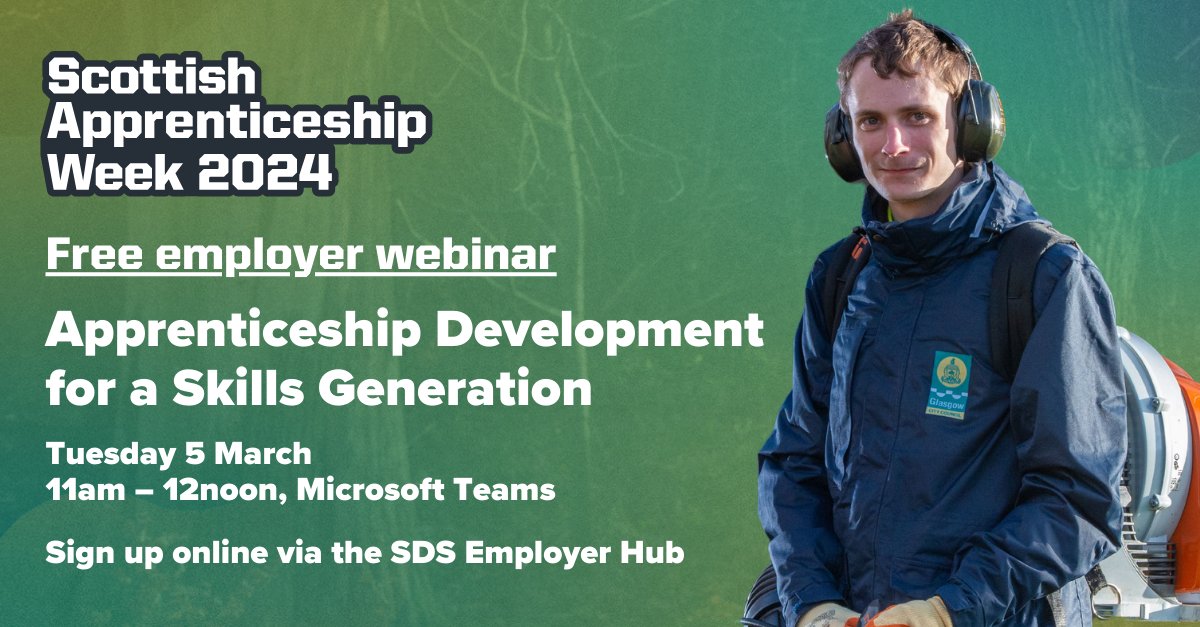 💡 Employers 💡 Join our webinar during #ScotAppWeek24 and find out about the changes to apprenticeships in your sector to make them more flexible for businesses to develop the skills they need. ⏰ 11am - noon 🗓 Tuesday 5 March ➡️ Book your free place: events.teams.microsoft.com/event/863571a6…