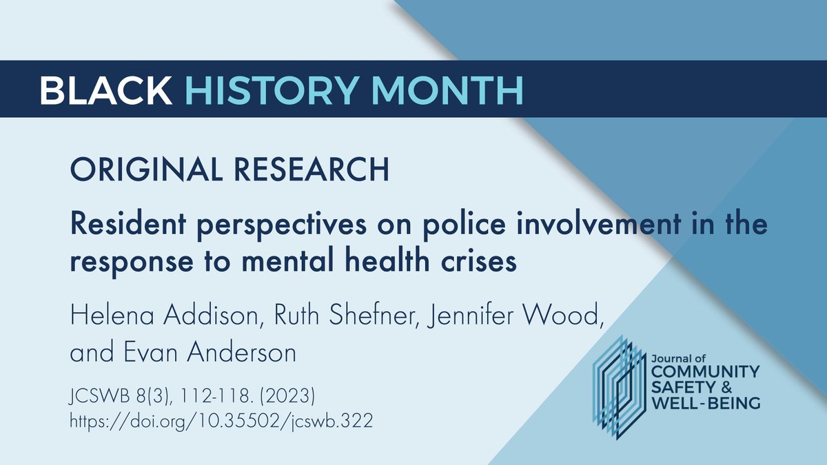 This Feb for #BlackHistoryMonth we are sharing articles that delve into the intersection of race and policing. We invite you to read this Original Research: doi.org/10.35502/jcswb… 
<a href="/Helena_Addi/">Helena Addison PhD, RN</a> <a href="/RuthShefner/">Ruth Shefner</a> <a href="/NormTNetL3/">Norm Taylor</a> <a href="/DM_MattTorigian/">Matt Torigian</a> <a href="/CSKACanada/">CSKA 🇨🇦🇺🇦🇨🇦</a> <a href="/NicheRMS/">Niche Technology Inc.</a>