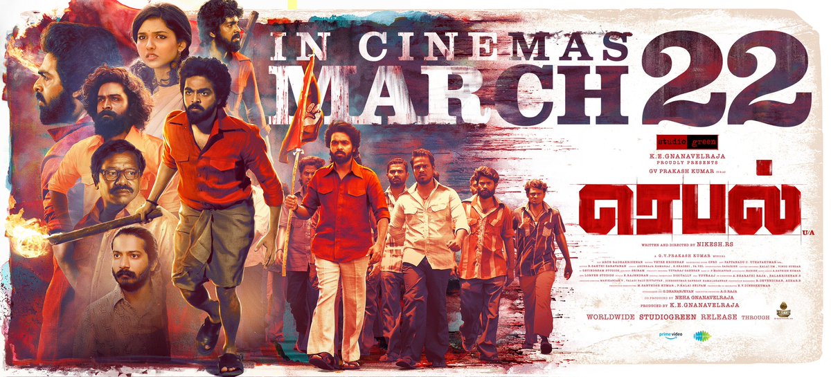 We are on our way … with a path breaking film . C u soon in theatres . March 22 … @StudioGreen2 @Dhananjayang @NehaGnanavel @NikeshRs @MamithaBaiju_