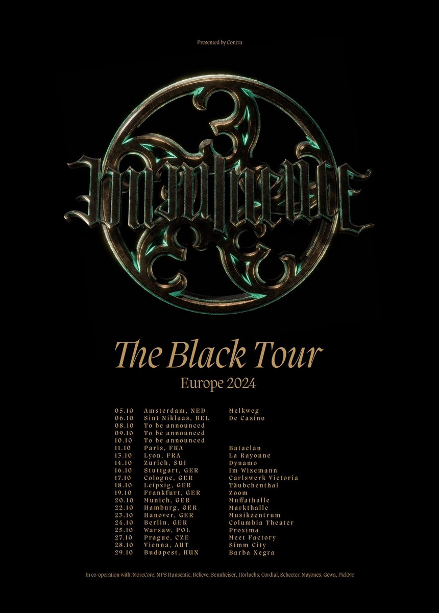 The world concealed by 𝑻𝒉𝒆 𝑩𝒍𝒂𝒄𝒌 on April 12th. Pre order the new album now. Witness The Black Tour enshrouding the United States in April & May and Europe in October 2024. Tickets obtainable now. imminence.bfan.link/theblackalbum From Sweden with love